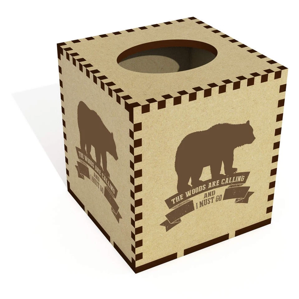 Square 'The Woods Are Calling' Wooden Tissue Box Cover (TB00066446) - Image 1 of 1