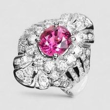 Glamorous Pink Tourmaline Oval 1.17Ct 925 Sterling Silver Natural Gemstone Rings