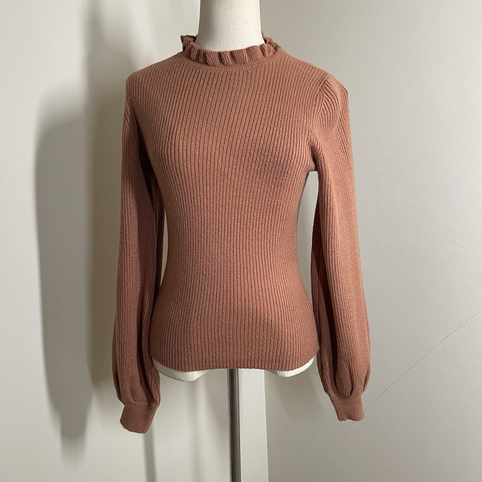 NWT! A New Day Women’s Blush Ruffle Neck Long Sleeve Stretchy Sweater - Size XS