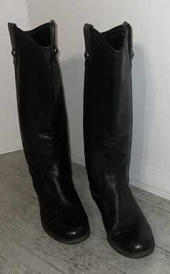 Carlos by Carlos Santana Boots Womens 6.5 M Fawn Tall Riding Black Leather Cuban
