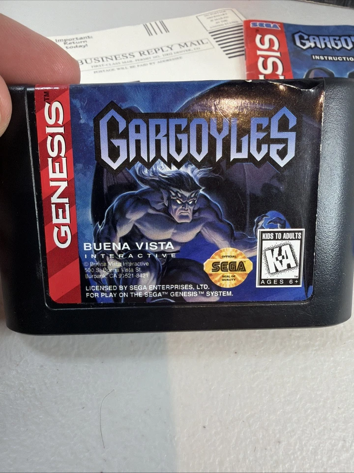VTG Gargoyles (Sega Genesis) Authentic - Complete Game Box Manual Untested - Image 3 of 4