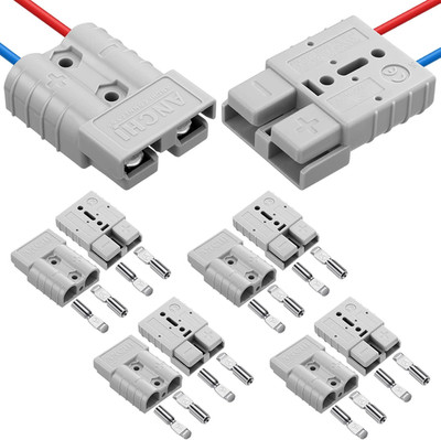 8 Pack 50A-600V Battery Quick Connect/Disconnect Kit with 10/12 Awg Jumper Cable
