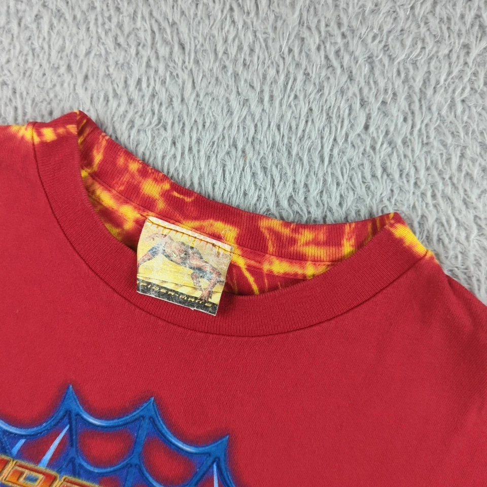 Vintage Spiderman 2 T Shirt Boys Small Red Tie Dye Web Y2K Graphic Print - Image 3 of 4