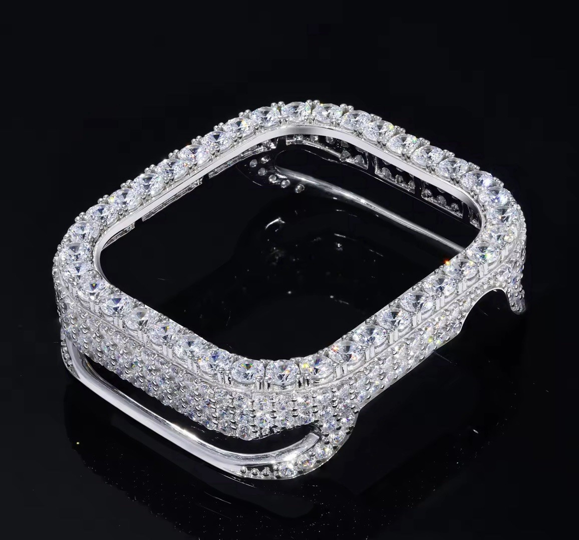 Moissanite Bling apple Watch Case Cover/Bezel, S925 Sterling Silver,42mm