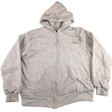 Vintage 80s Thermal Waffle Lined Hoodie Full Zip Gray Tri Blend Made In USA Gray