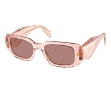 Prada PR17WS Women  s Sunglasses Retro Square Transparent Pink Brown Lens