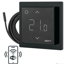 Programmable BLACK Thermostat DEVIreg SMART Home Wi-Fi app 140F1143 Danfoss DEVI