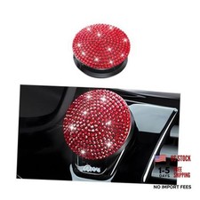 Bling Car Push Start Button Cover, Crystal Rhinestone Anti-Scratch Engine Red