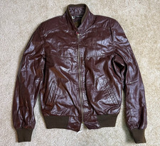 Sears The Leather Shop Men's Brown Leather Jacket Zip Out Faux Fur Lining Sz 40R