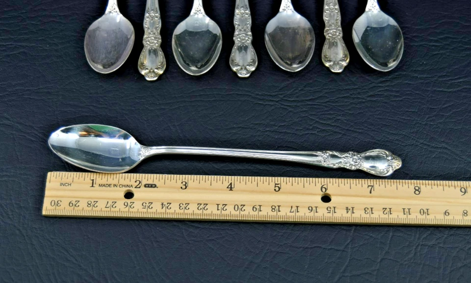 Lote de 8 cucharas de té heladas 1847 Rogers Bros Heritage IS Int'l de colección MCM Foto 3 de 4