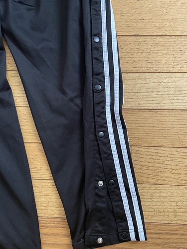 Adidas Pants Black Tear Away Warm Up Pants 3 Stripe Size Large - Picture 3 of 6