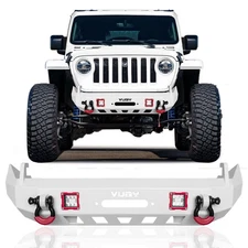 Vijay Steel Front Bumper With LED Lights For 2007-2025 Jeep Wrangler JK JL JT