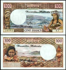 New Hebrides 100 Francs 1977, UNC, P-18d, Signature 3