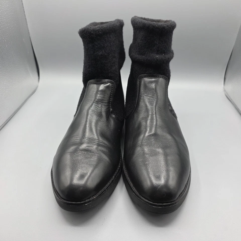 FitFlop Nisse Mixte Ankle Boots Womens 10 Black Leather Wool Pull On Comfort  - Image 3 of 4