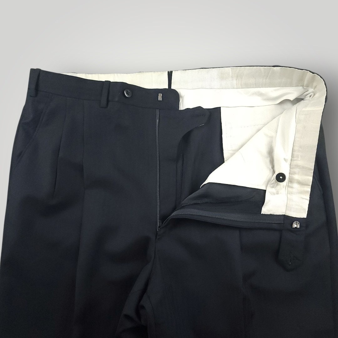 Brioni Suit Mens 42L/36R Imperia Double Breasted Wool 2 Piece Herringbone Blue  