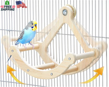 Bird Perch Toy, Interactive Rocking Parakeet Toys and Perches, Wooden Exercise W