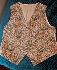 Vintage 1990s Floral Tapestry Vest Rose Motif Cottage Grannycore Boho Size Med