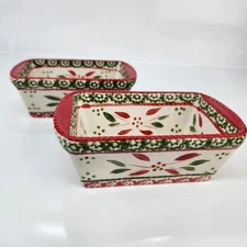 Temptations (2) Mini Loaf Pans 3x6 Christmas Holiday Old World Baking Dish 12Oz