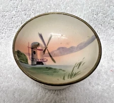 Hand Painted Nippon Windmill Pedestal Open Salt Dip 2 1/8 W x 1 1/4 W