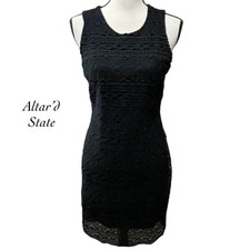 Altar’d State Black Lace Lined Crew Neck Sleeveless Dress Size M