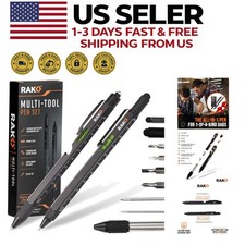 2PCS Multitool Pen w/ LED Light Screwdrivers Level Ruler Stylus Bottle Opener