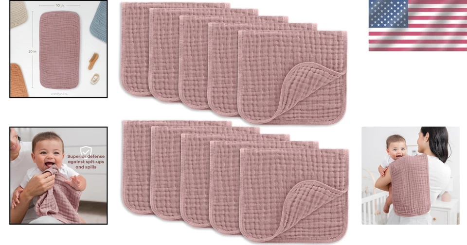Weiche Baby Spucktücher 10er Pack - 6-lagig Musselin Baumwolle - Bild 2 von 4