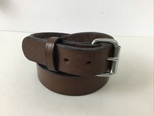 Amish-Made Casual Leather Belt, Chrome Buckle Size 46, 1-1/2  Wide, Brown EUC