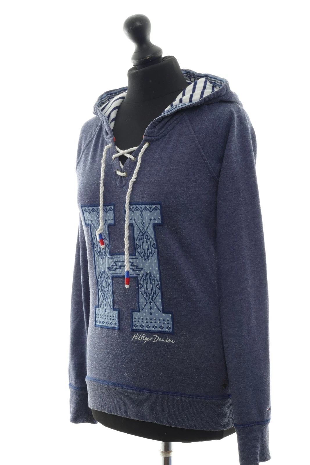 VETEMENTS Felpa con cappuccio donna Tommy Hilfiger S blu scuro fantasia cappuccio cotone