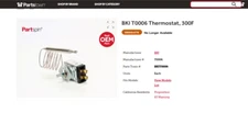 BKI T0006 Thermostat, 300F