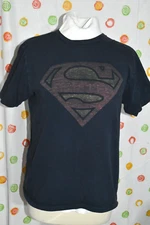SUPERMAN Teens Unisex Medium SS NAVY BLUE  "S" T SHIRT superhero EUC