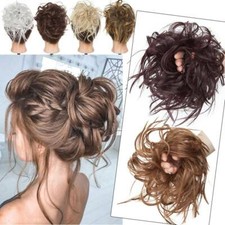 Scrunchie Messy Bun Hair Piece Tousled Updo As Human Hair Extension Brown Red US