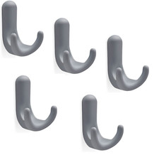 Garderobenhaken grau Kleiderhaken 50 mm Kunststoff Doppel Haken Wandhaken Set