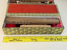 Pair of 2: Sandalwood Hand Carved 2 Sides Painted Fan with Stand Very Fragrant 