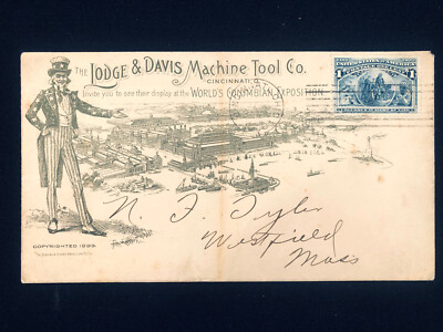 OH CINCINNATI 1893 COVER #230 UNCLE SAM COLUMBIAN EXPO ADV SCARCE DESIGN
