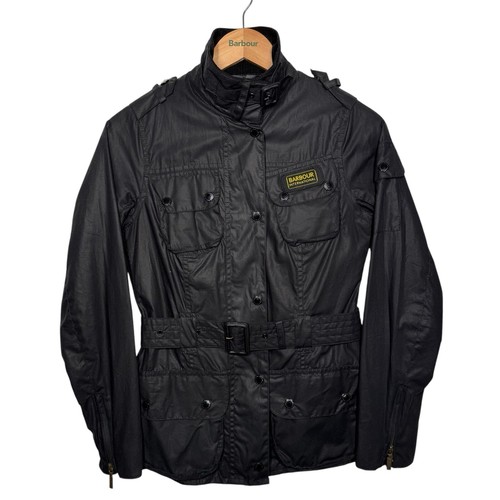 Barbour International Antique Union Jack Wax Jacket Womens Slim UK 6 Black - Picture 4 of 18