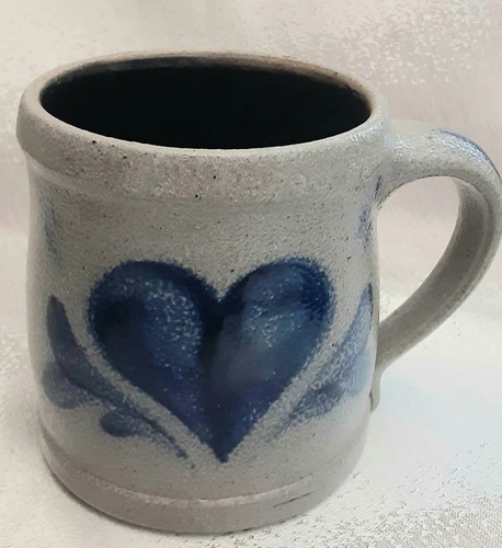 Rowe Pottery Works Salt Glaze Heart Mug 1997