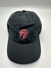 Rolling Stones Logo Adult Embroidered Black Graphic Baseball Hat Cap One Size