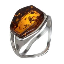 Sterling Silver and Baltic Honey Amber Ring "Ambra"