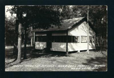 Webb Lake Wisconsin WI 1940s RPPC Forest Home Cabin at Johnsons Webb Lake Resort