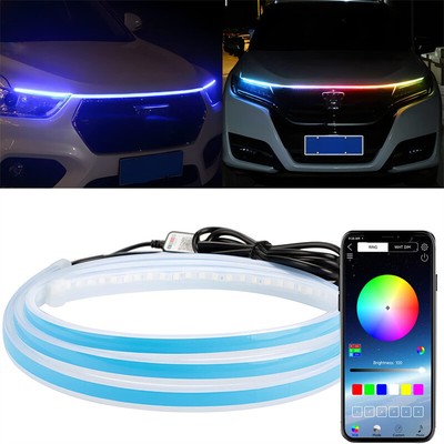 LED Daytime Running Light Strip Flexible Dynamic Car LED Hood Light APP Control