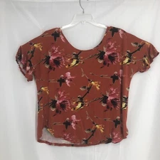 BE Stage Top Women Shortsleeved XL Floral Orange Cottage Romantic