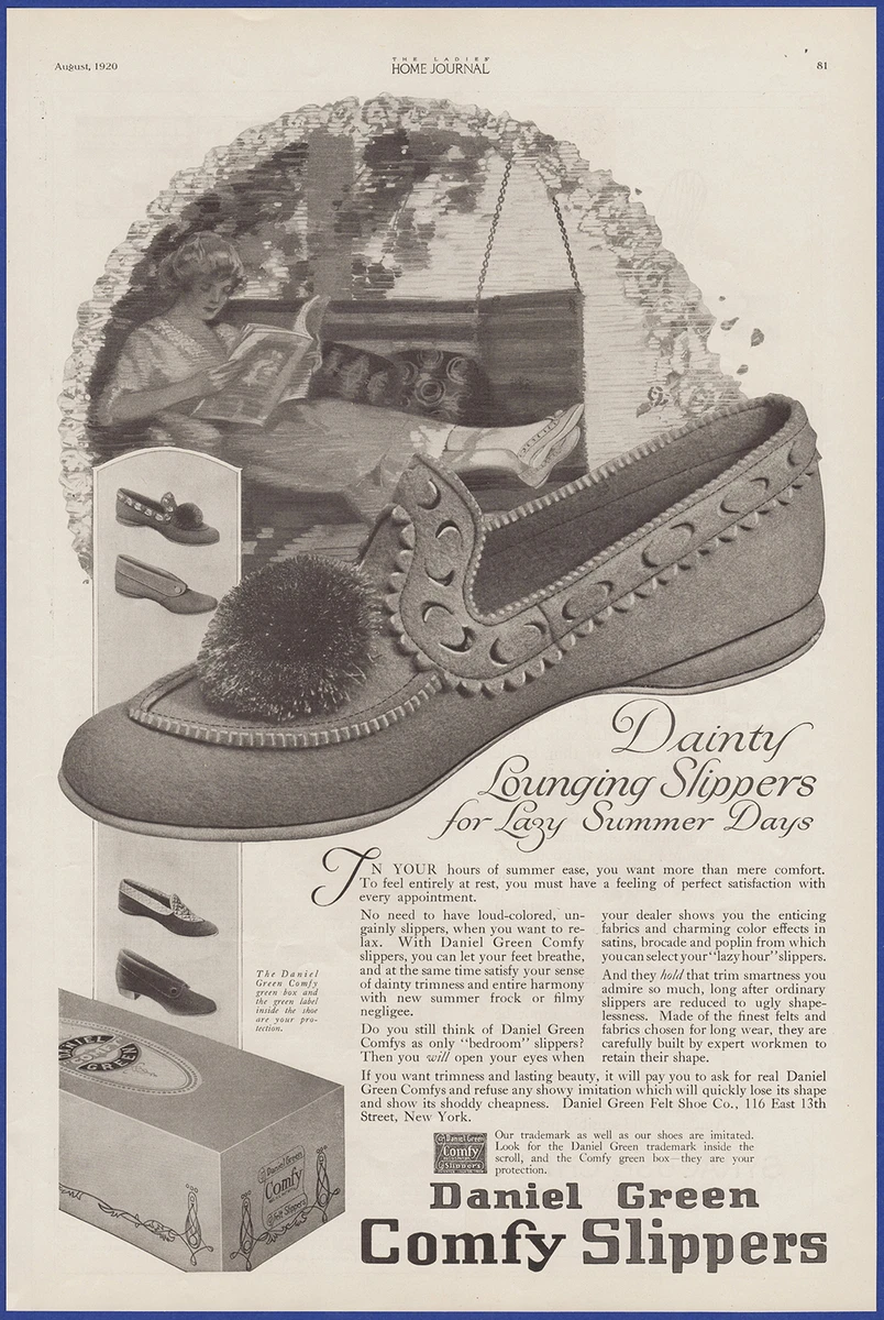 Vintage 1920 DANIEL GREEN Comfy Slippers Shoes Fashion Ephemera 1920 s Print Ad