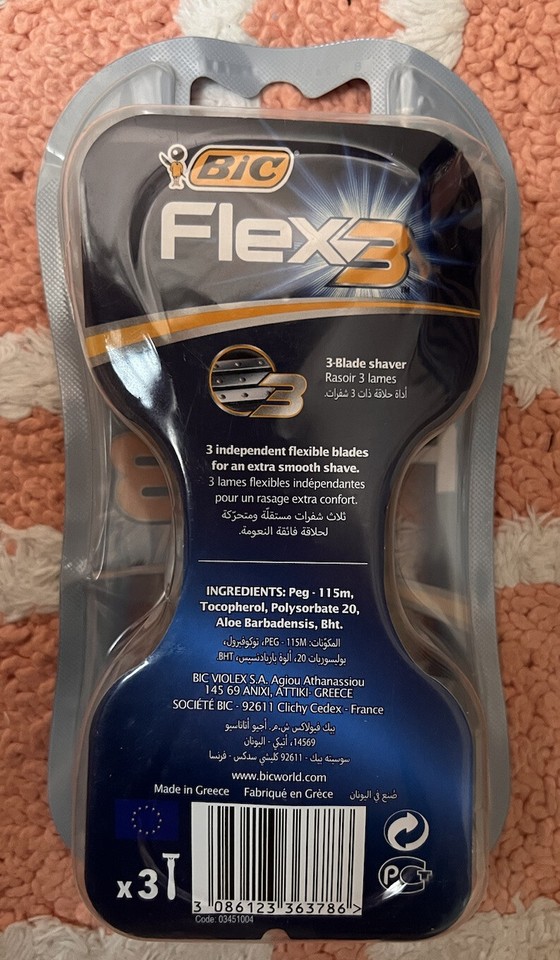 Bic Flex 3 Men's Disposable Shaving Razor, 3 Flexible Blades 3 Razors ...
