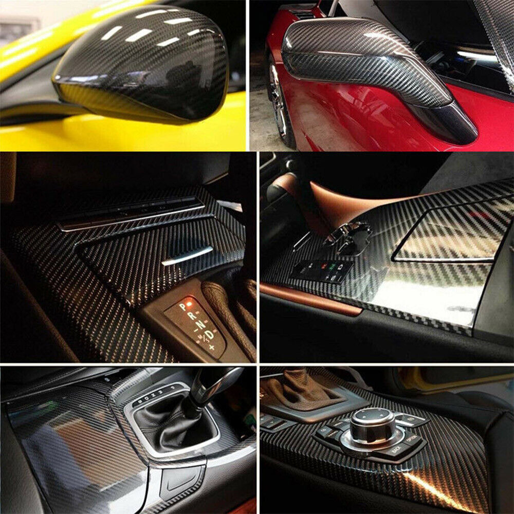 US Waterproof Carbon Fiber Vinyl Car Wrap Sheet Roll Film Sticker Decal ...