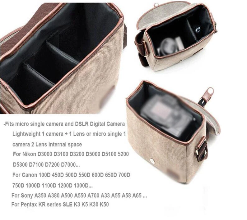 Bolso bandolera acolchado con inserción para cámara para DSLR SLR Foto 3 de 4