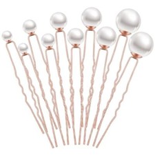 32 Pieces Wedding Pearl Hair Pins Bridal Pearl Rhinestone Hair Pins Rose Gold