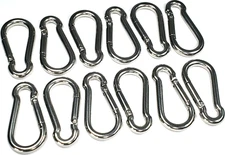12 PCS - Spring Snap Hook Carabiner Nickel Steel 1/2" 