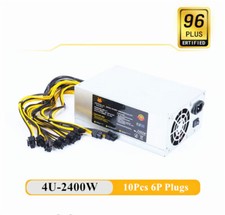 2400W 4U Mining Power Supply 12V 180-240V 6Pin 10 Efficiency Device 23x8.6 x15cm