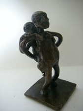 1950 5.5x3x3CM Afrique figurine femme et son enfantt en BRONZE  cire perdue