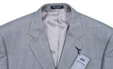 NWT STAFFORD executive sport coat 44 r silk wool blazer jacket gray taupe plaid